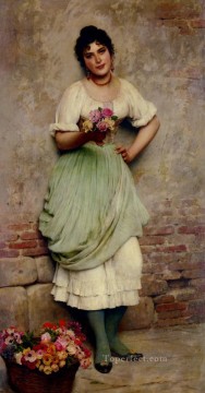 Eugenio de Blaas Painting - De La vendedora de flores, la señora Eugene de Blaas